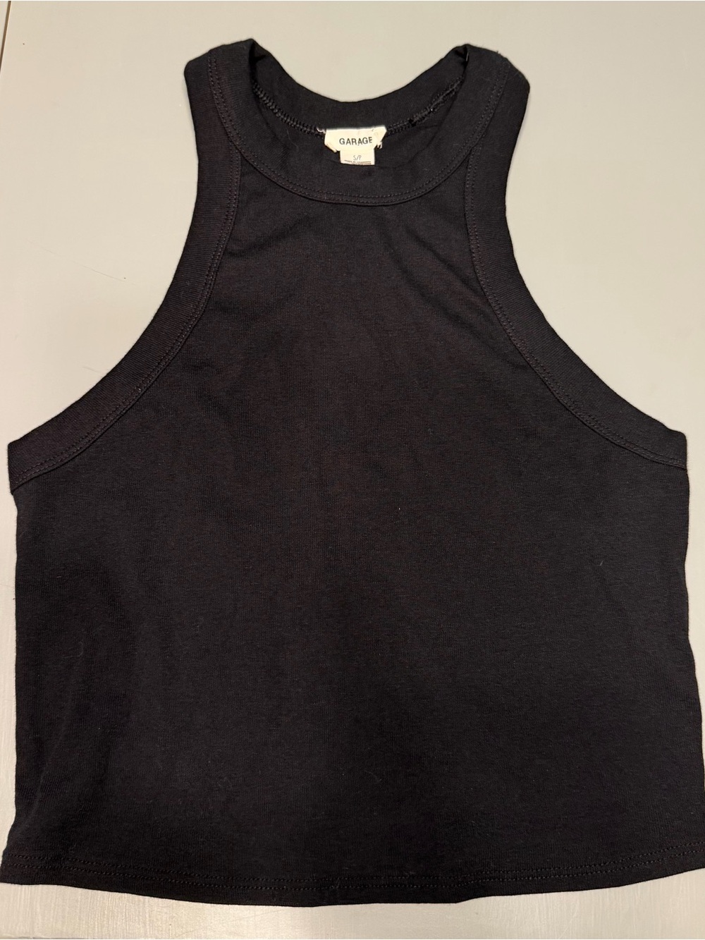 Garage Black High-Neck Crop Tank